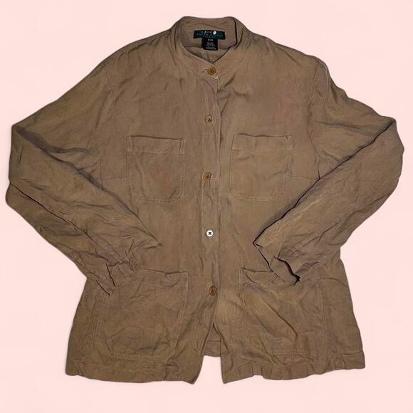 Tan ralph lauren silk button up - Picture 1 of 4